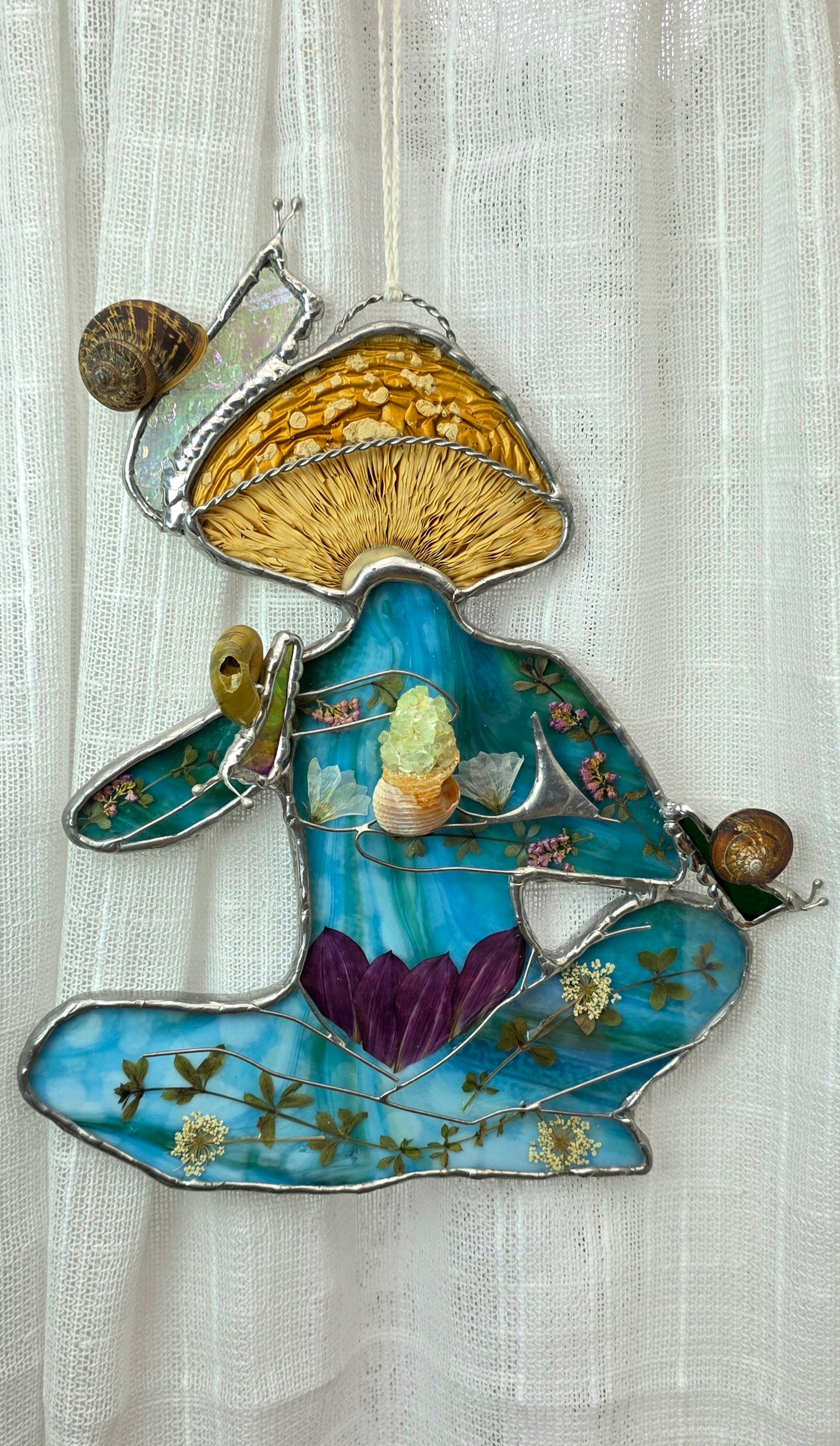 Mushroom Goddess stained Glass